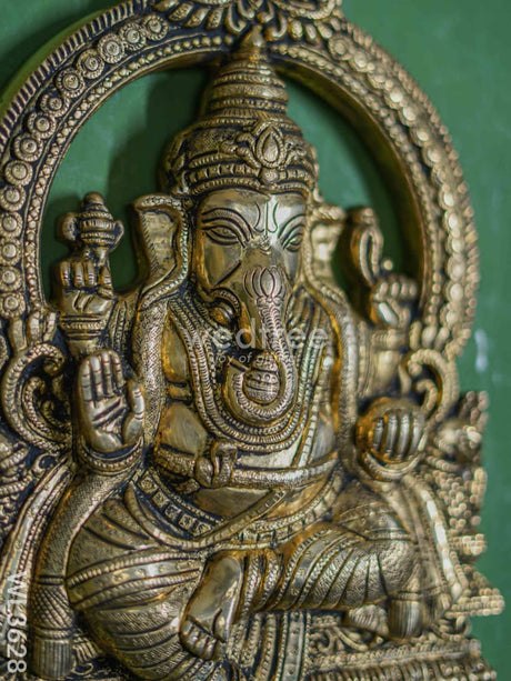 Brass Ganesha Wall Hanging - Wl3628 Figurines