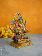 Brass Ganesha On Podium Stand - Wl4094 Figurines