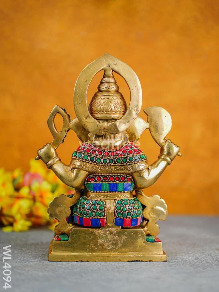 Brass Ganesha On Podium Stand - Wl4094 Figurines