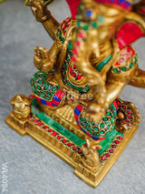 Brass Ganesha On Podium Stand - Wl4094 Figurines