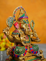 Brass Ganesha On Podium Stand - Wl4094 Figurines