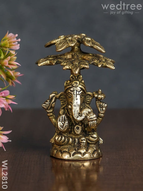 Brass Ganesha With Tree - Wl2810 Figurines