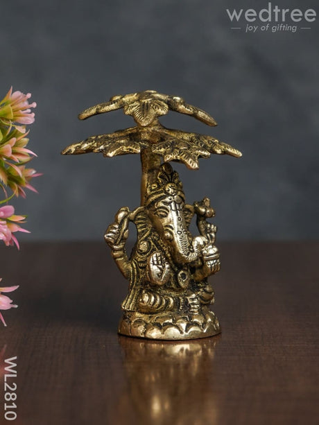 Brass Ganesha With Tree - Wl2810 Figurines