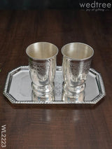 Brass Glass Set With Tray - Wl2223 Utility