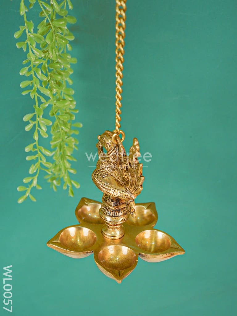 Brass Hanging Annapakshi Five-Face Diya - Wl0057 Wall