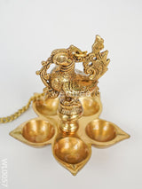 Brass Hanging Annapakshi Five-Face Diya - Wl0057 Wall