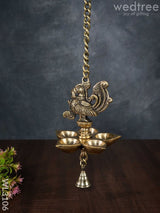 Brass Hanging Diya With Annapakshi Motif & Bell - Wl3106