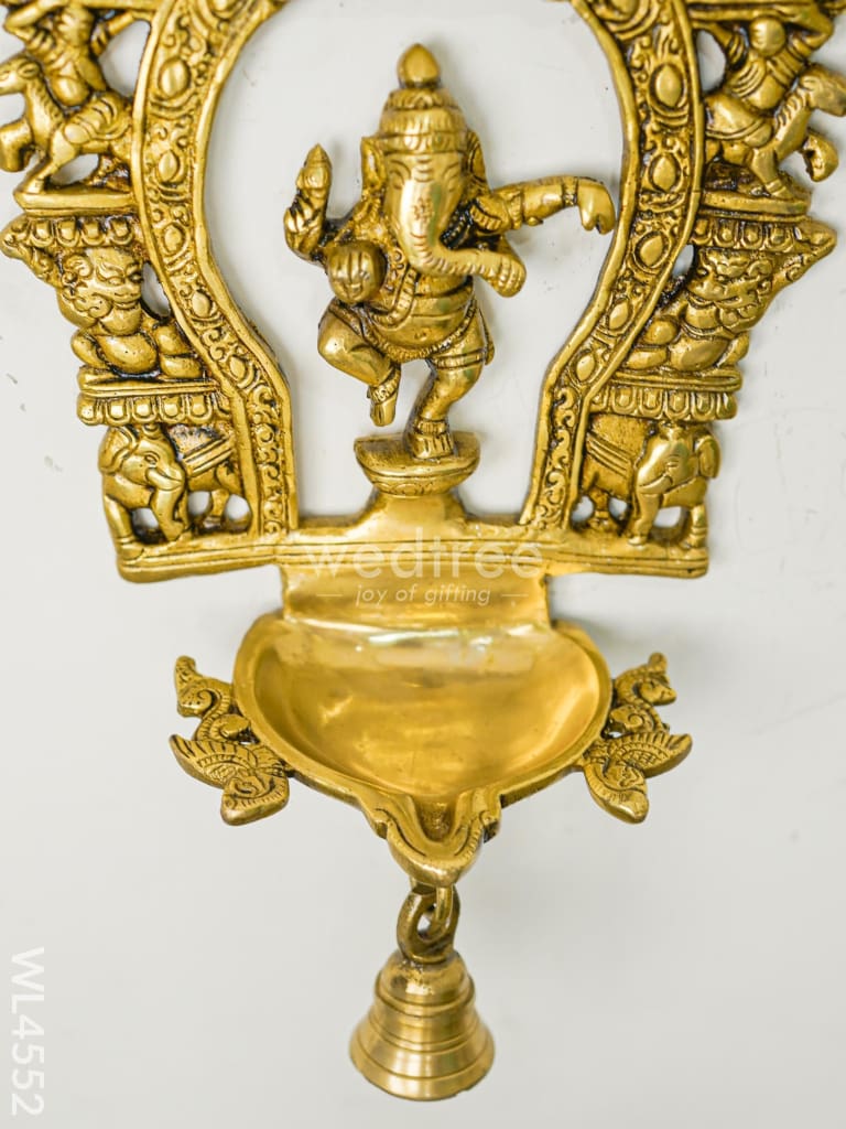 Brass Ganesha Diya With Bell - Wl4552