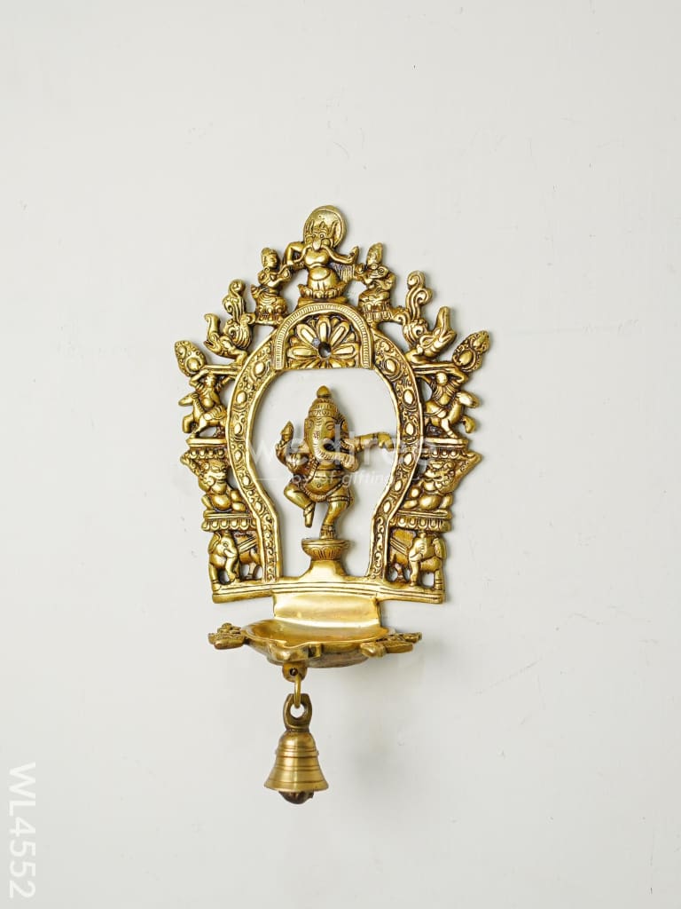 Brass Ganesha Diya With Bell - Wl4552