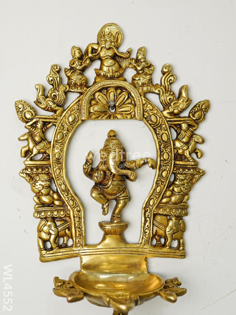 Brass Ganesha Diya With Bell - Wl4552