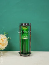 Brass Hourglass With Gel - White Sand Wl4577 Green Wooden Decor