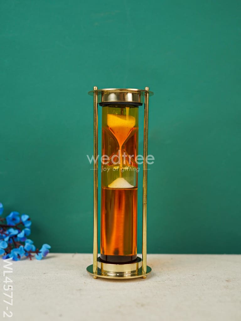 Brass Hourglass With Gel - White Sand Wl4577 Orange Wooden Decor