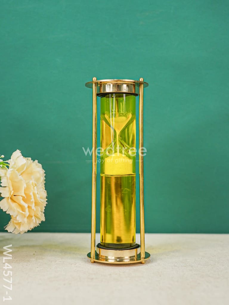 Brass Hourglass With Gel - White Sand Wl4577 Wooden Decor