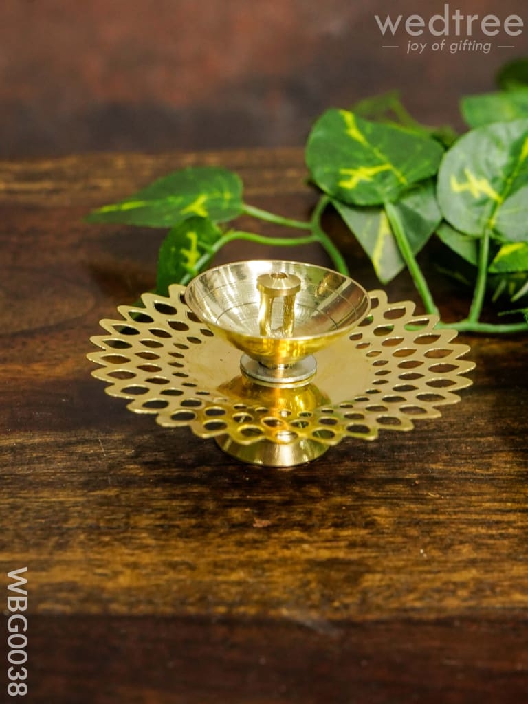 Brass Jhaali Sunflower Shaped Diya - Wbg0038 Diyas