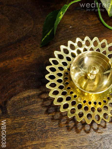 Brass Jhaali Sunflower Shaped Diya - Wbg0038 Diyas
