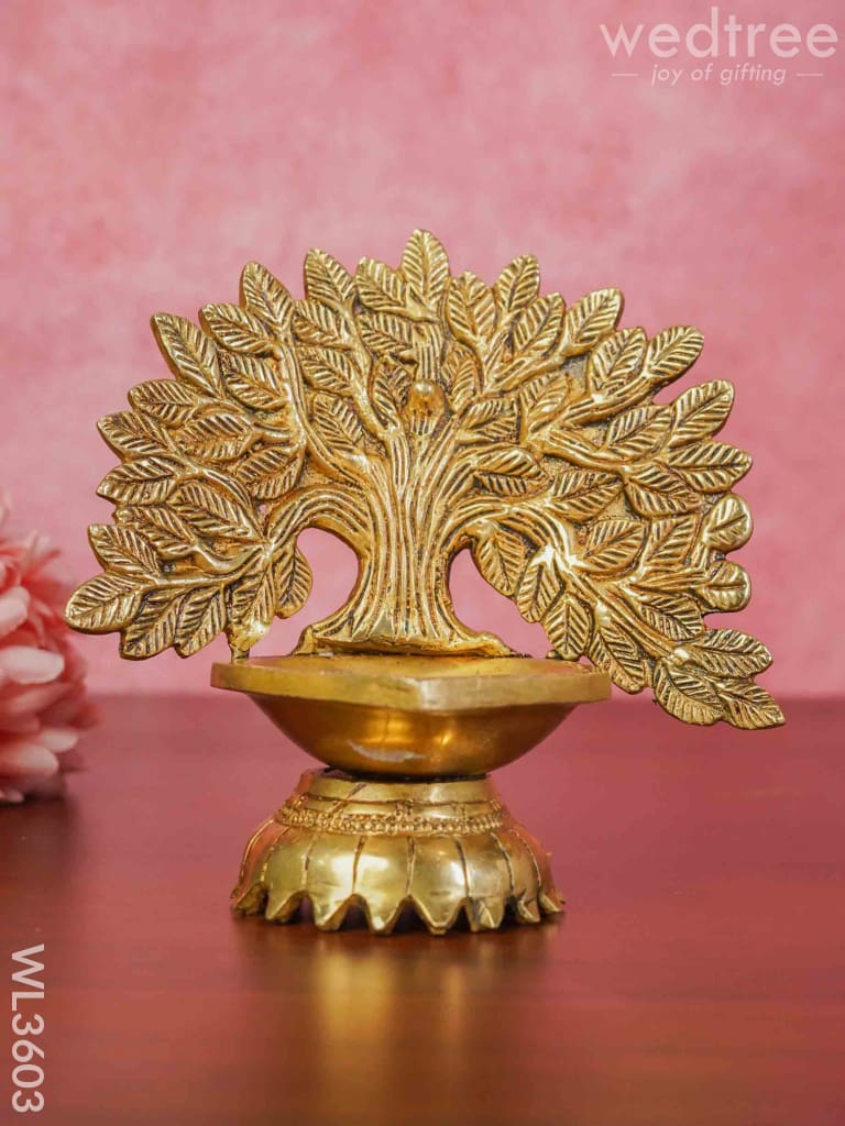 Brass Kalpavriksha Tree Diya With Base - Wl3603