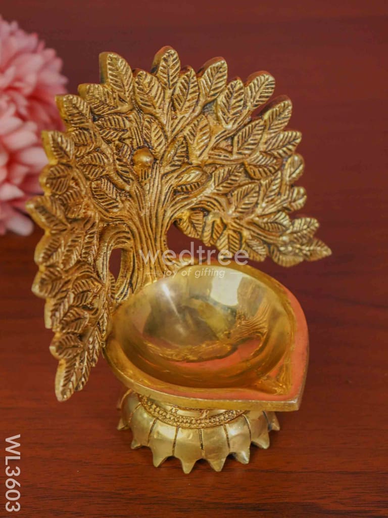 Brass Kalpavriksha Tree Diya With Base - Wl3603