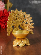 Brass Kalpavriksha Tree Diya With Lotus Base - Wl2599