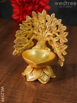 Brass Kalpavriksha Tree Diya With Lotus Base - Wl2599