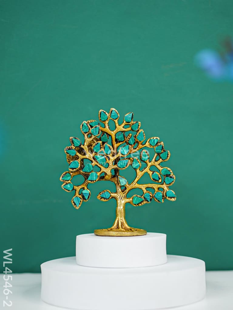 Brass Kalpavriksha Tree With Tile Work - Wl4546 Green Decor