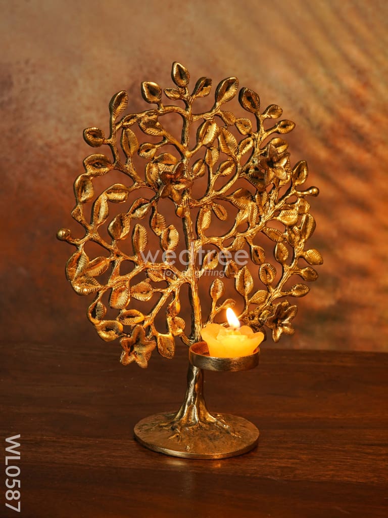 Brass Kalpavriksha With T-Light Holder - Wl0587 Diya