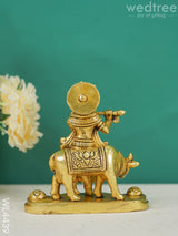 Brass Krishna Figurine With Cow - Wl4439 Figurines