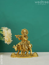 Brass Krishna Figurine With Cow - Wl4439 Figurines