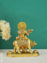 Brass Krishna Figurine With Cow - Wl4439 Figurines