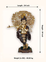 Brass Krishna Idol With Kalpavriksha Tree - Wl4312 Figurines