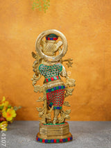 Brass Krishna Idol With Stone Work - Wl4107 Figurines