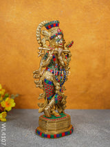 Brass Krishna Idol With Stone Work - Wl4107 Figurines