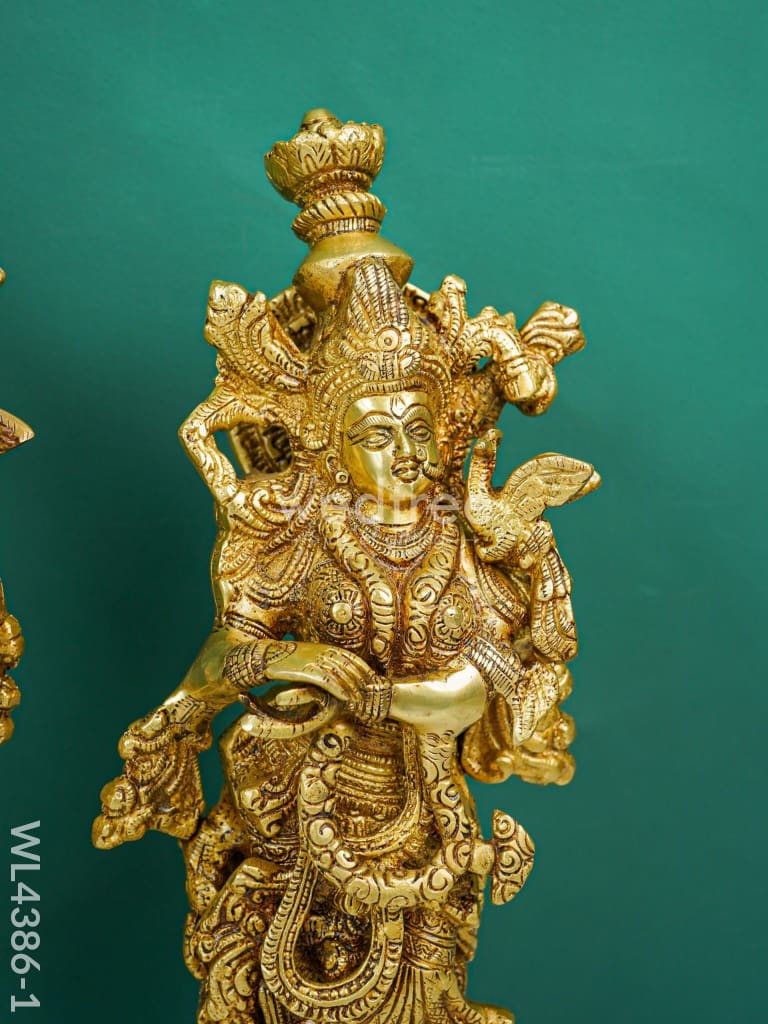 Brass Krishna Radha Figurines - Set Of 2 Wl4386