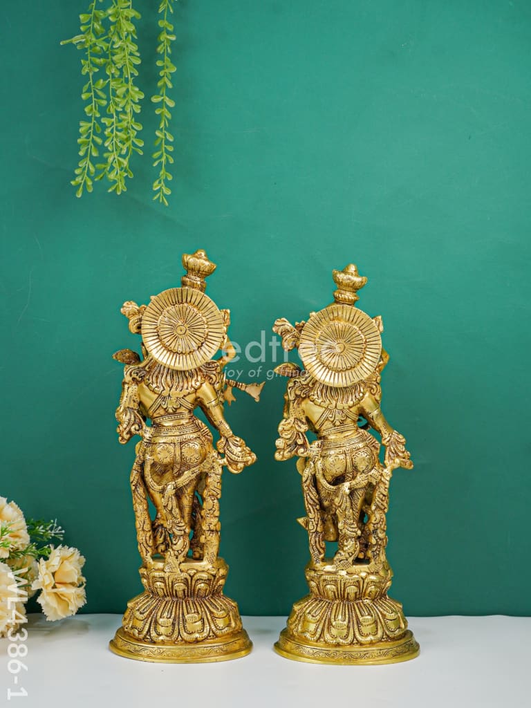 Brass Krishna Radha Figurines - Set Of 2 Wl4386