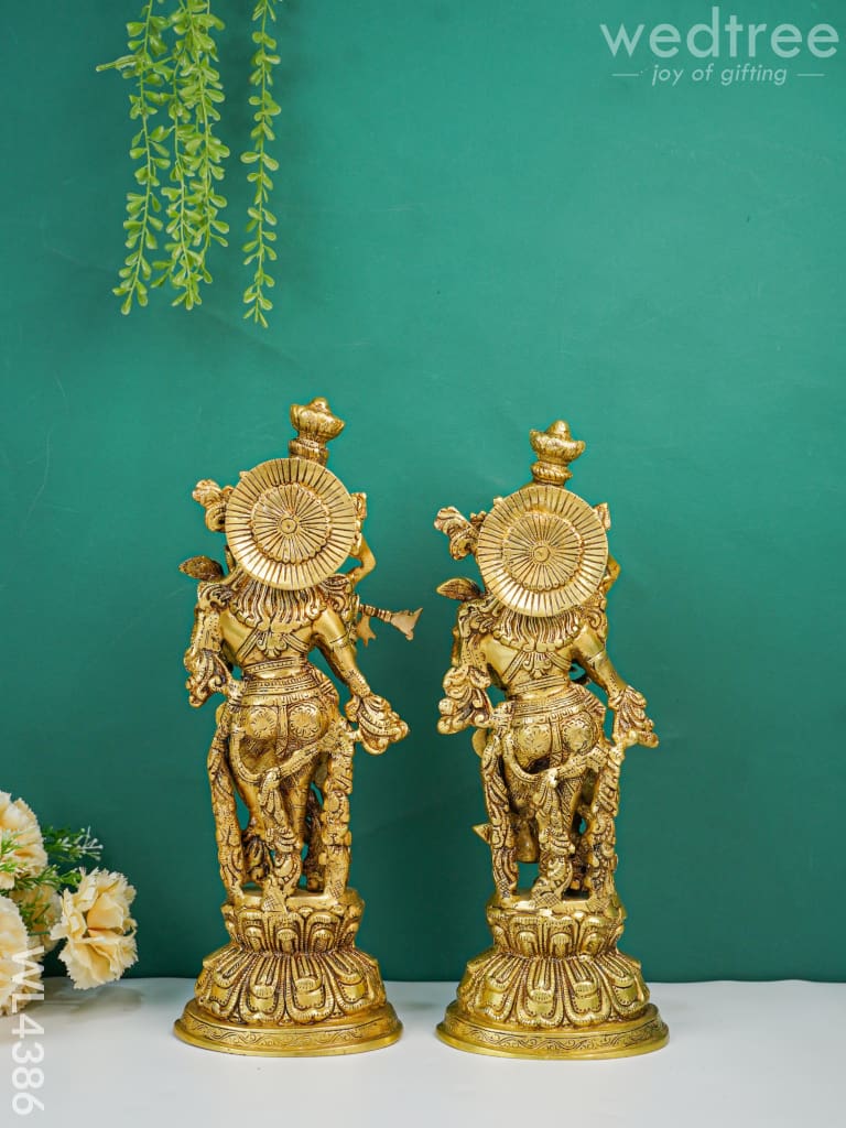 Brass Krishna Radha Figurines - Set Of 2 Wl4386