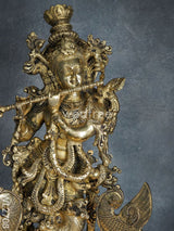 Brass Antique Krishna Urli - Wl2708