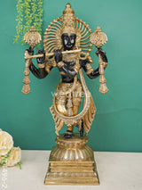 Brass Krishna With Shank Chakra - Wl4496 Figurines