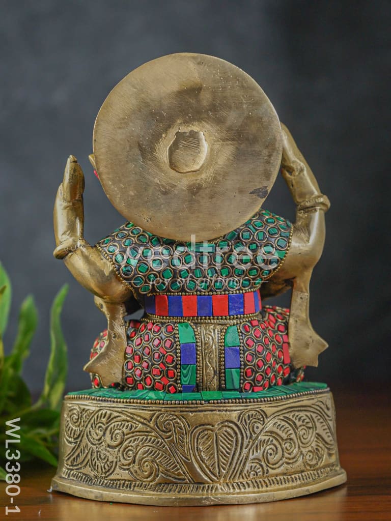 Brass Laddu Ganesha With Stone Work - Wl3380-1 Figurines