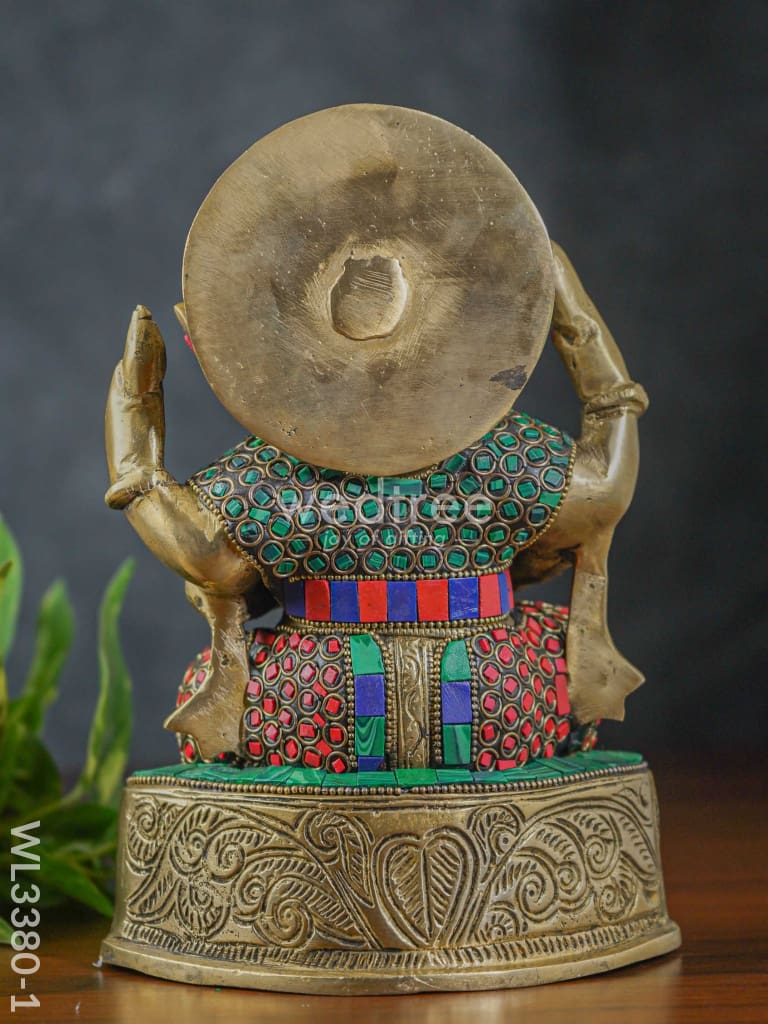 Brass Laddu Ganesha With Stone Work - Wl3380-1 Figurines