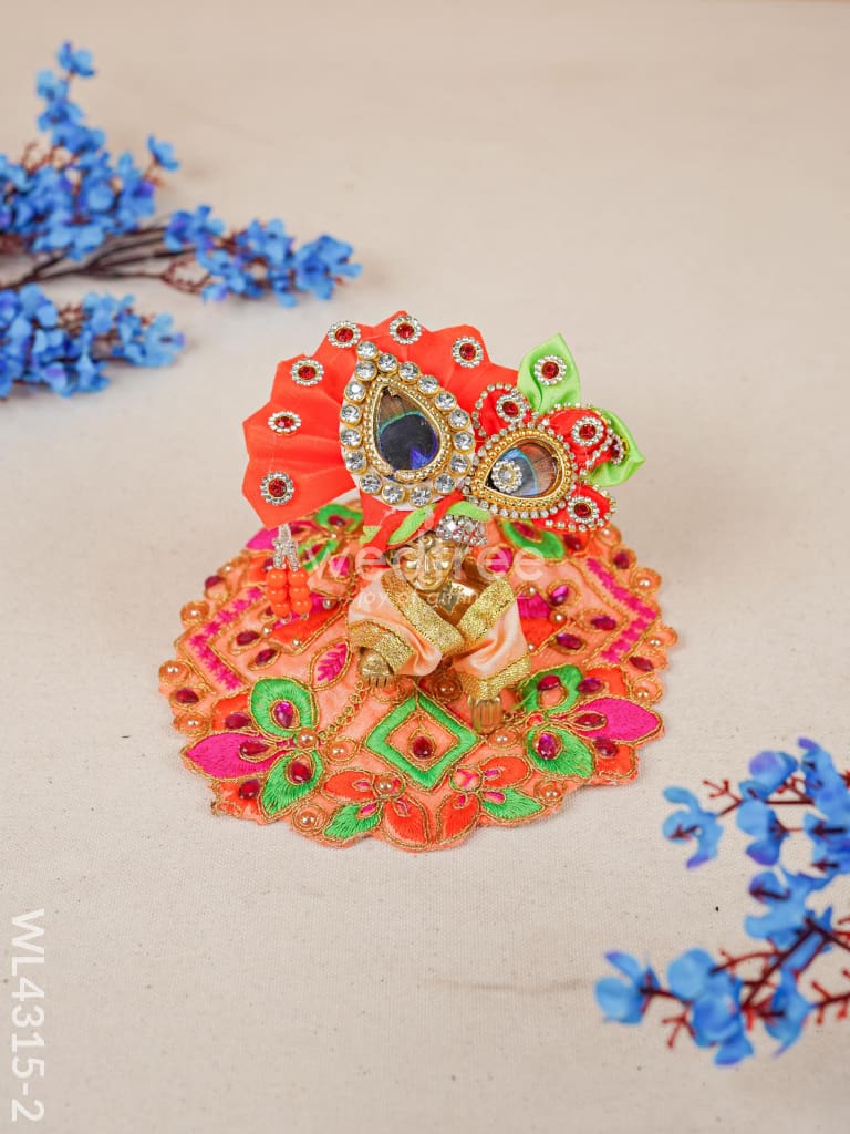 Bass Laddu Gopal With Mukut & Poshak - Wl4315 Orange Brass Figurines