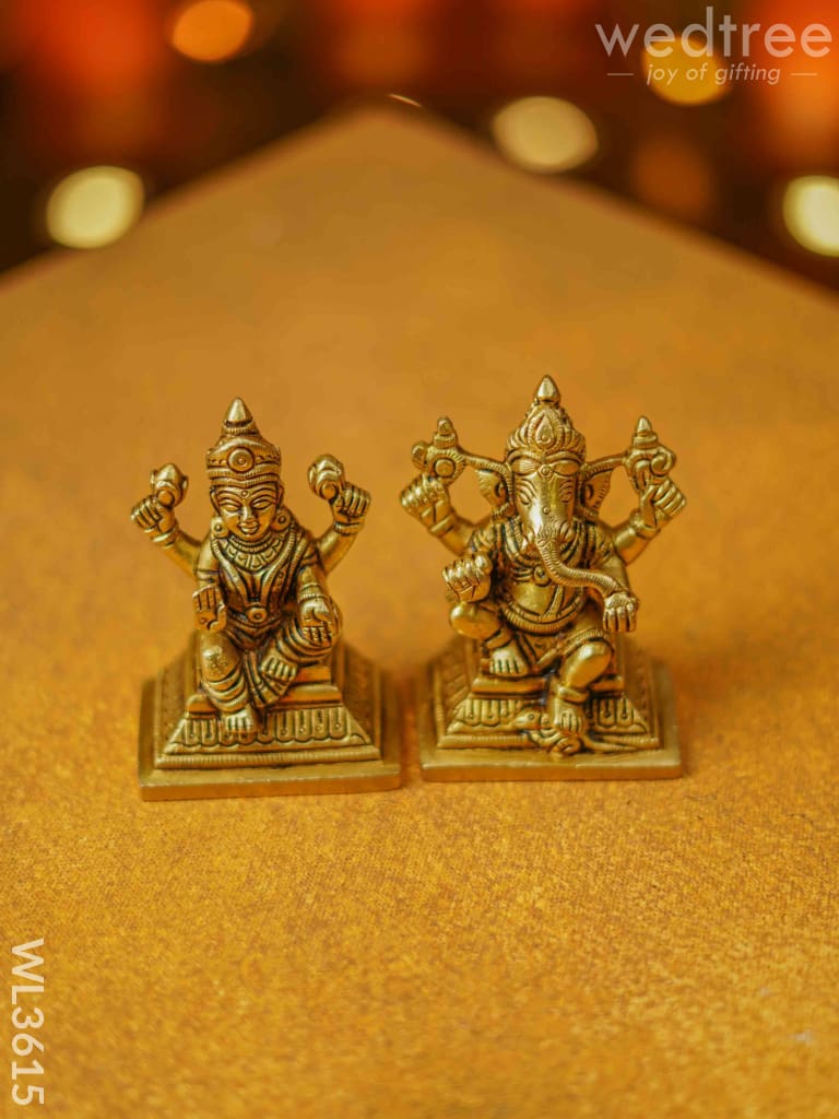 Brass Lakshmi Ganesha Idol - Set Of 2 Wl3615 Figurines