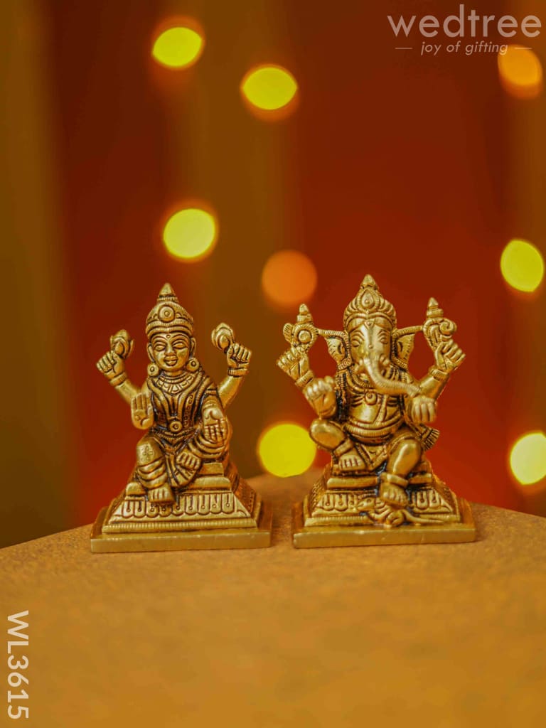 Brass Lakshmi Ganesha Idol - Set Of 2 Wl3615 Figurines