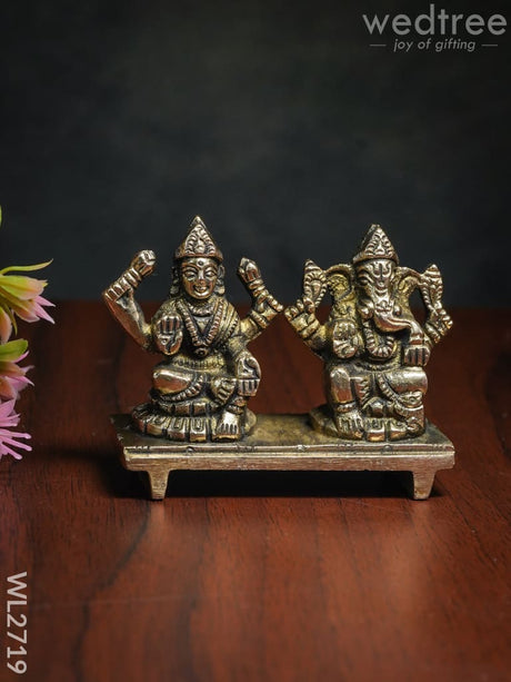 Brass Lakshmi-Ganesha On Chowki - Wl2719 Figurines