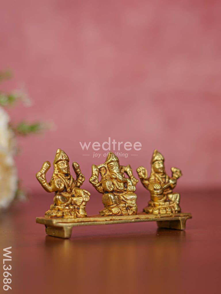 Brass Lakshmi Ganesha Saraswathi In Chowki - Wl3686 Figurines