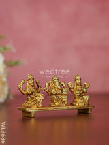 Brass Lakshmi Ganesha Saraswathi In Chowki - Wl3686 Figurines