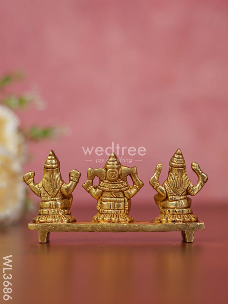 Brass Lakshmi Ganesha Saraswathi In Chowki - Wl3686 Figurines