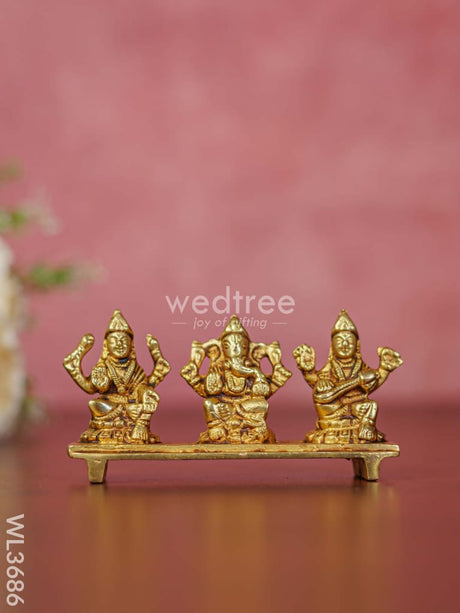 Brass Lakshmi Ganesha Saraswathi In Chowki - Wl3686 Figurines