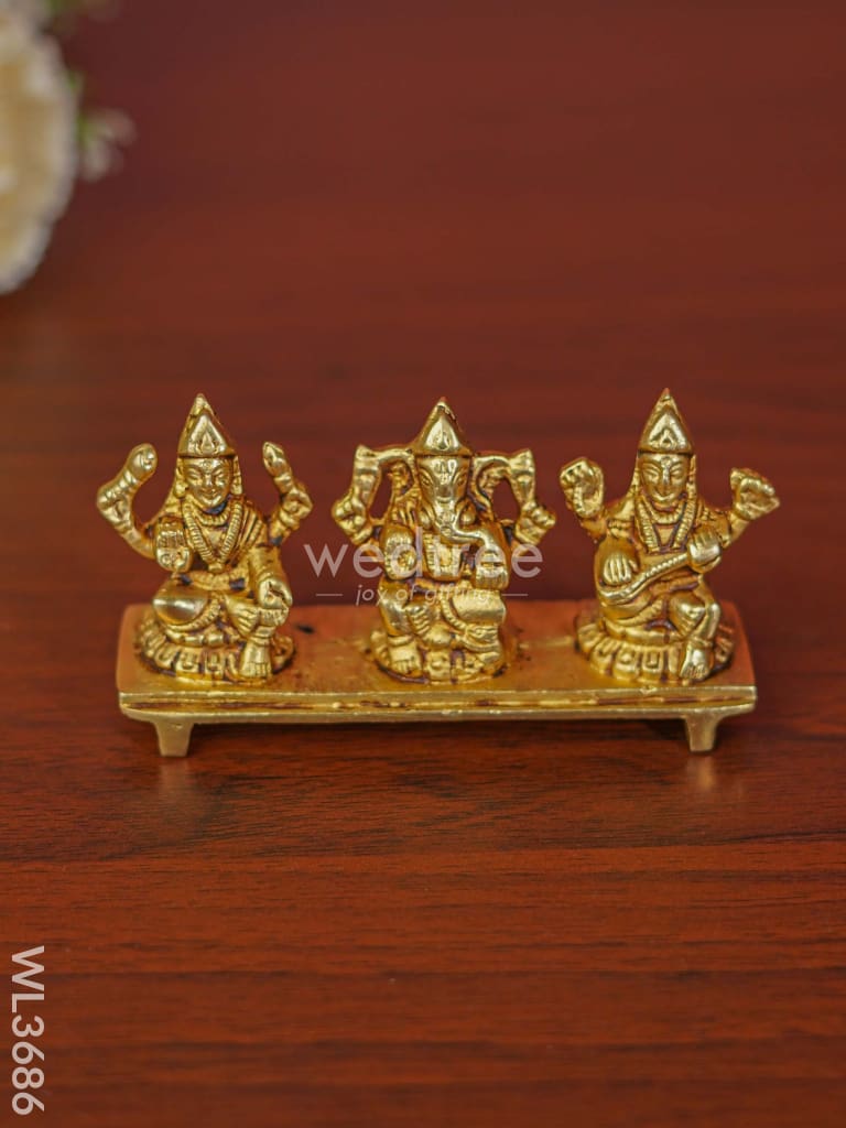 Brass Lakshmi Ganesha Saraswathi In Chowki - Wl3686 Figurines