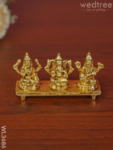 Brass Lakshmi Ganesha Saraswathi In Chowki - Wl3686 Figurines