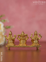 Brass Lakshmi Ganesha Saraswathi In Chowki - Wl3686 Figurines