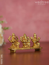 Brass Lakshmi Ganesha Saraswathi In Chowki - Wl3686 Figurines